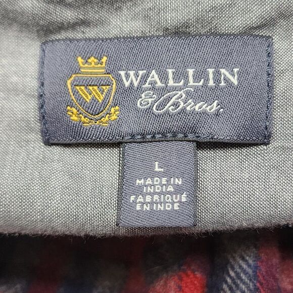 Wallin & Bros Red/Grey Wool Blend Plaid Long Sleeve Shirt, Men's Large - Picture 4 of 10